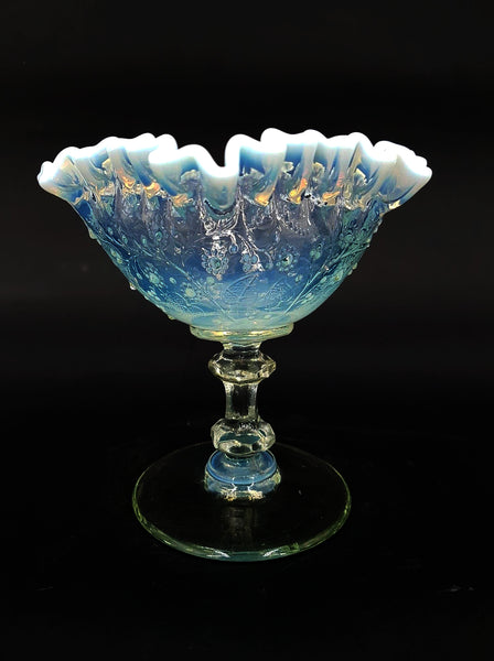 Rare sucrier et pot à lait d'époque Art déco en verre opalescent pressé et moulé