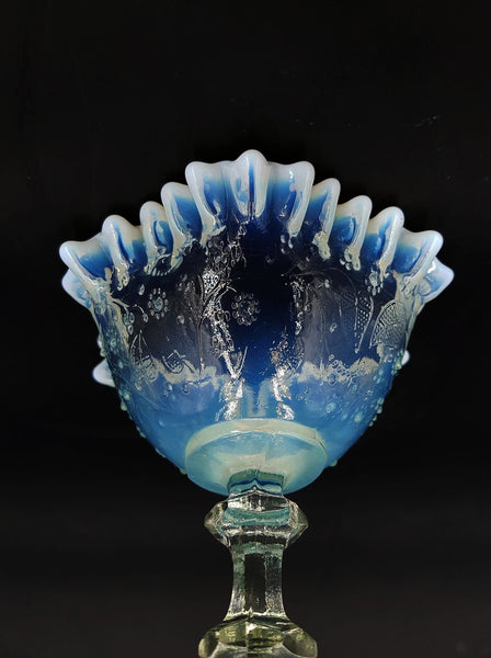 Rare sucrier et pot à lait d'époque Art déco en verre opalescent pressé et moulé