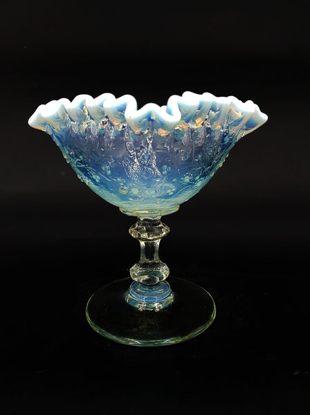 Rare sucrier et pot à lait d'époque Art déco en verre opalescent pressé et moulé