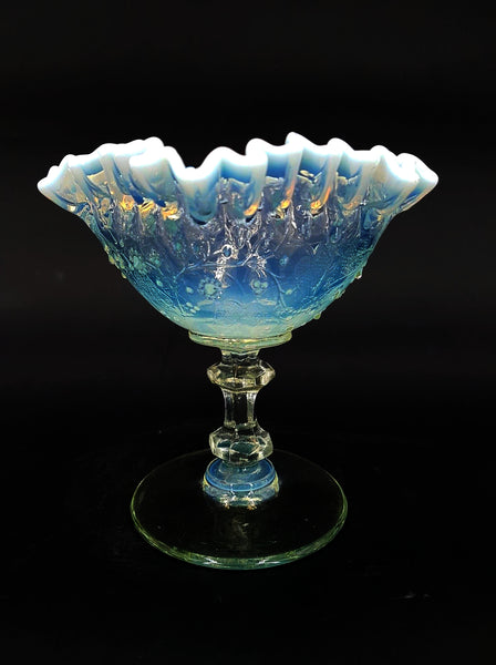 Rare sucrier et pot à lait d'époque Art déco en verre opalescent pressé et moulé