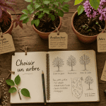 arbres pour petit jardin sur table de jardinage