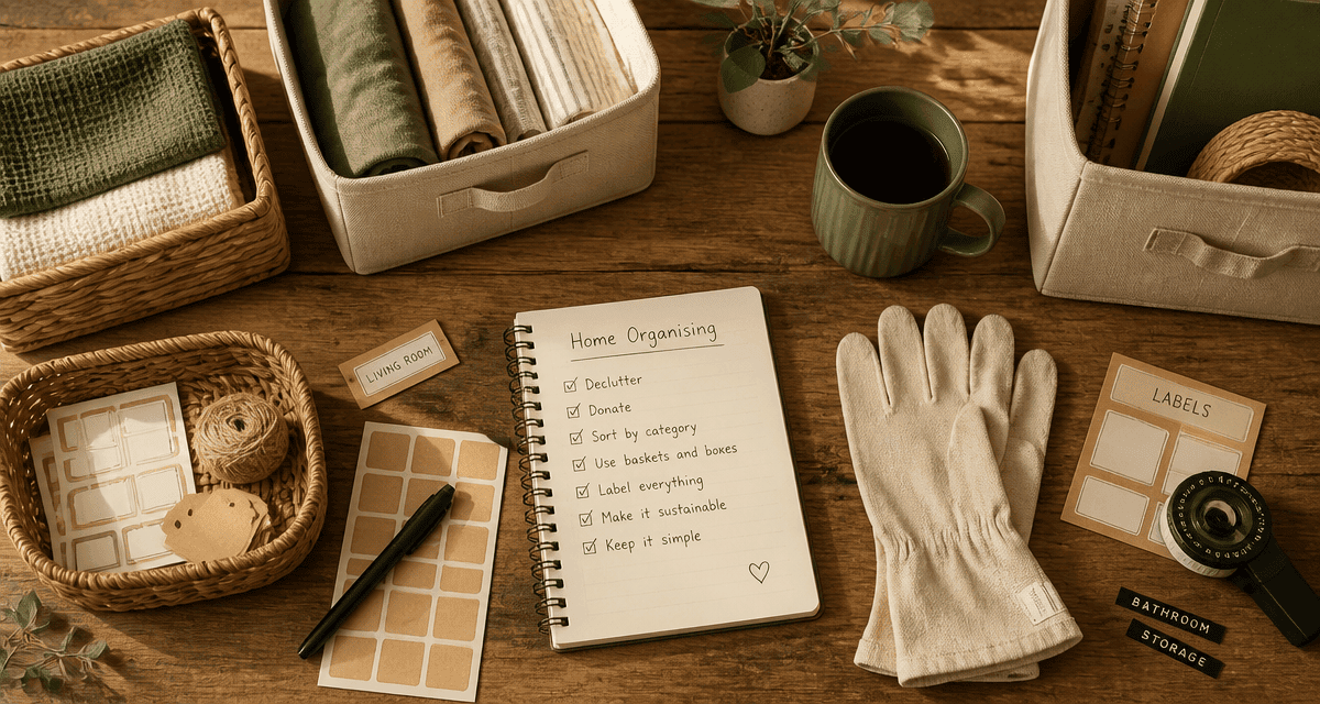 aide rangement maison paniers et boîtes sur plan de travail