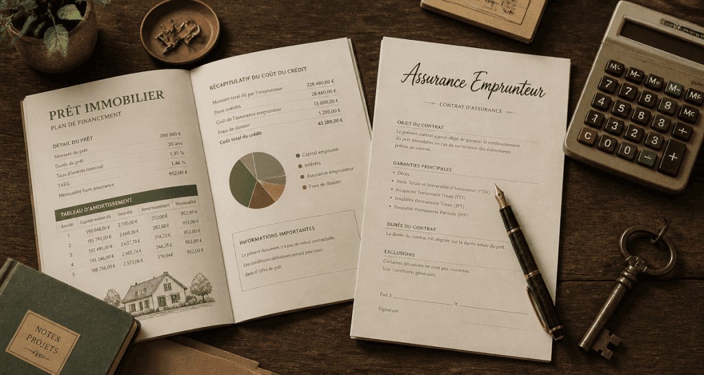 assurance obligatoire pour un pret sur bureau avec documents