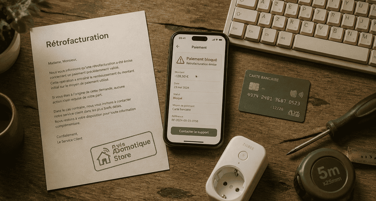 avis domotique store paiement bloqué rétrofacturation