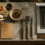 barbecue cuisine extérieure pierre inox ustensiles