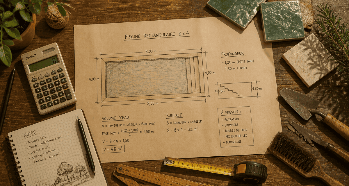 schéma m3 piscine 8x4 avec outils