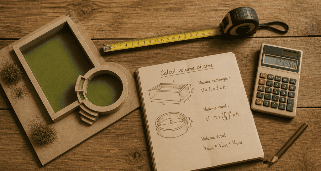 calcul m3 piscine outils maquette carnet