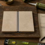 Carrelage joint de dilatation sur plan de travail avec outils