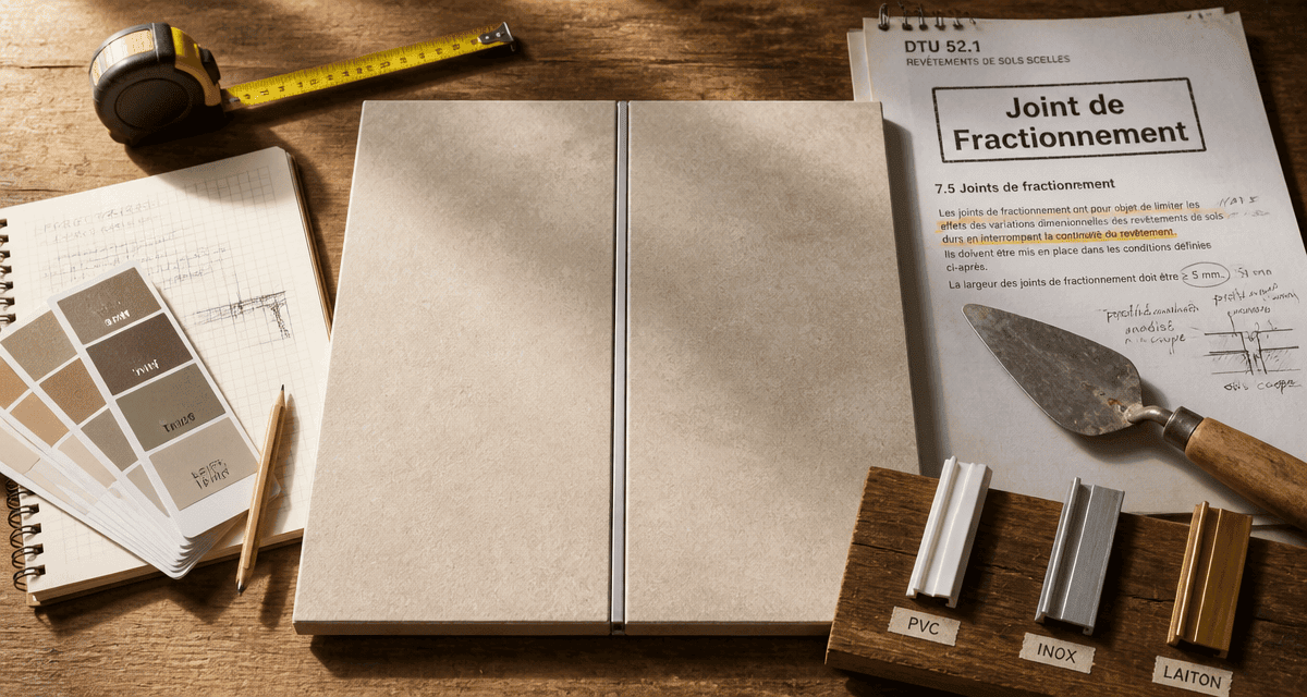 Carrelage joint de fractionnement sur plan de travail