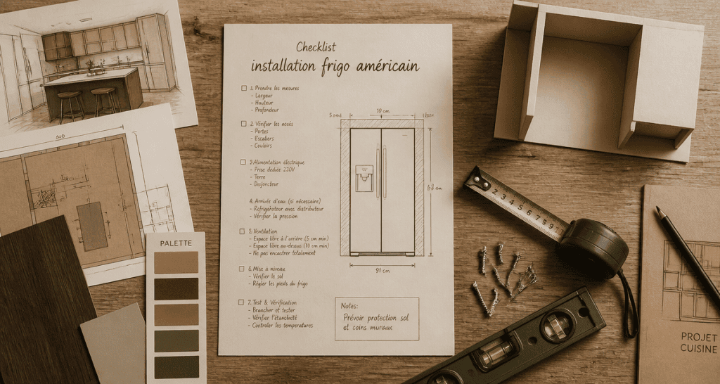 comment intégrer un frigo américain dans une cuisine, checklist installation