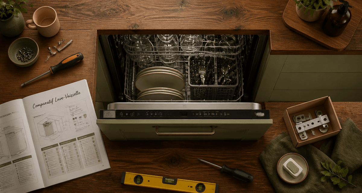 comparatif lave vaisselle encastrable 60 millions de consommateur flat lay