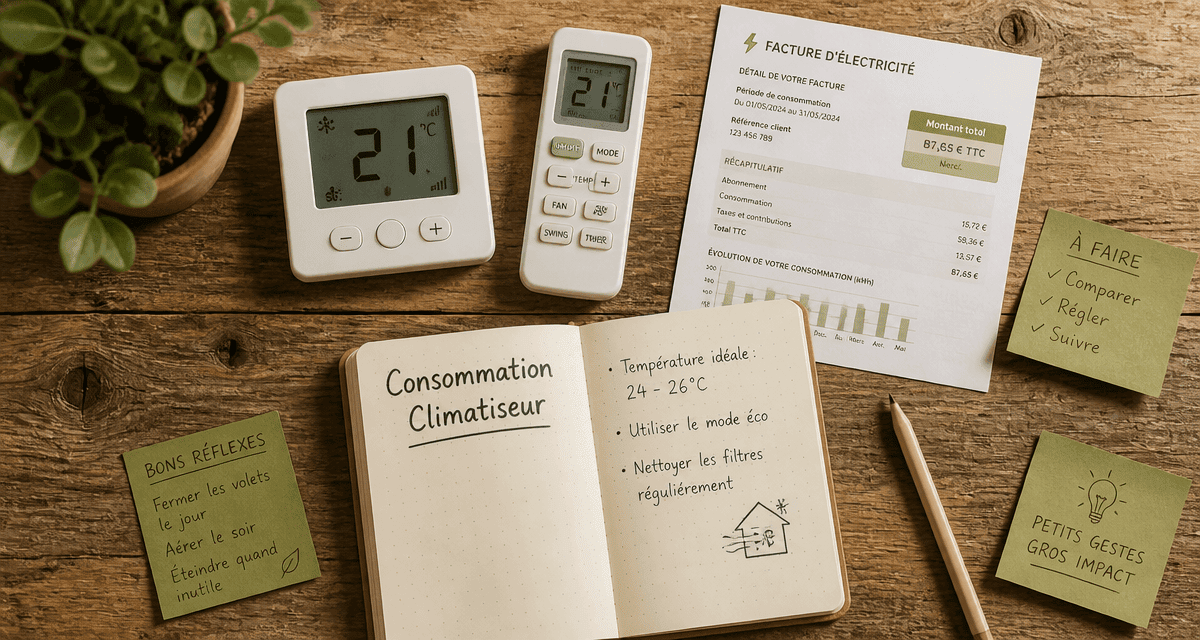 consommation electrique climatiseur reversible vue bureau