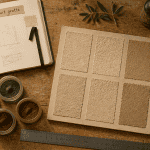 enduit gratte planche échantillons et outils