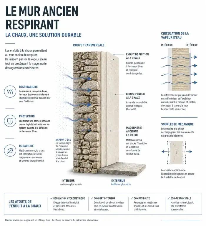 Comparaison technique enduit à la chaux vs ciment pour façade parisienne