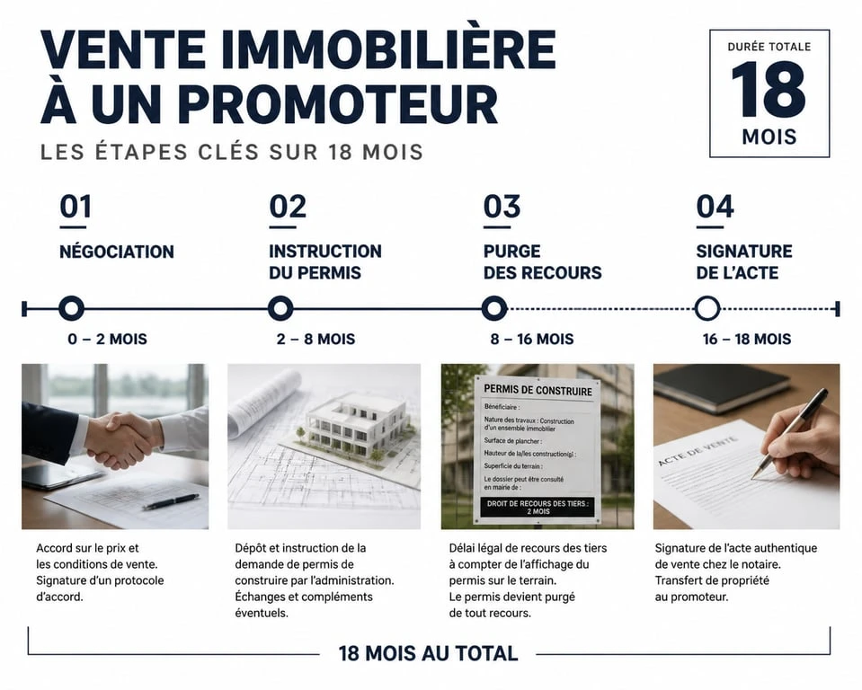 Infographie des étapes de vente à un promoteur immobilier