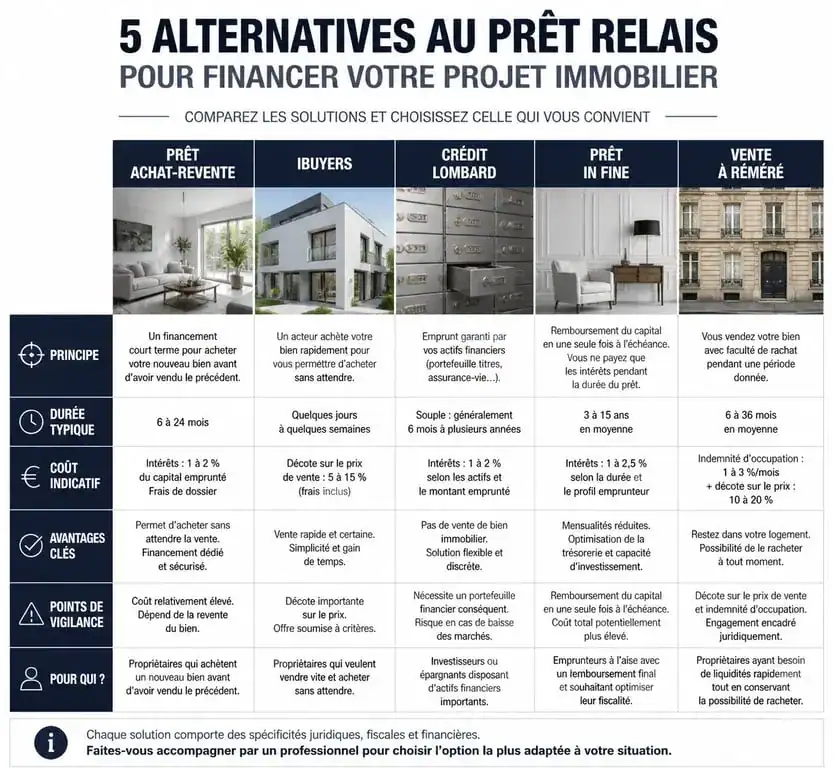 Comparatif des alternatives au prêt relais pour financer un achat immobilier