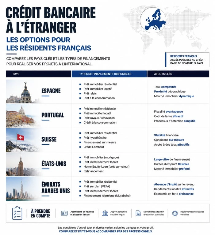Infographie comparative des banques étrangères pour les emprunteurs français