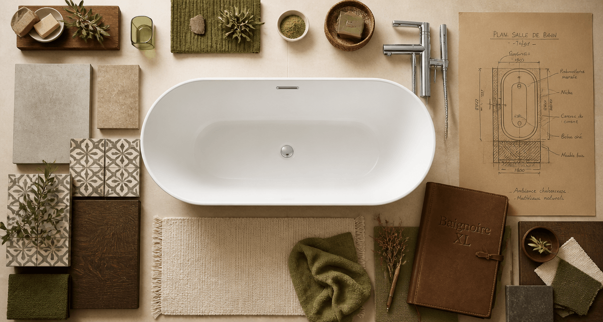 grande baignoire blanche 190 cm vue du dessus