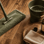 nettoyer parquet vitrifié savon noir avec microfibre et seau
