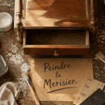 Peindre un meuble merisier, outils et primaire sur établi