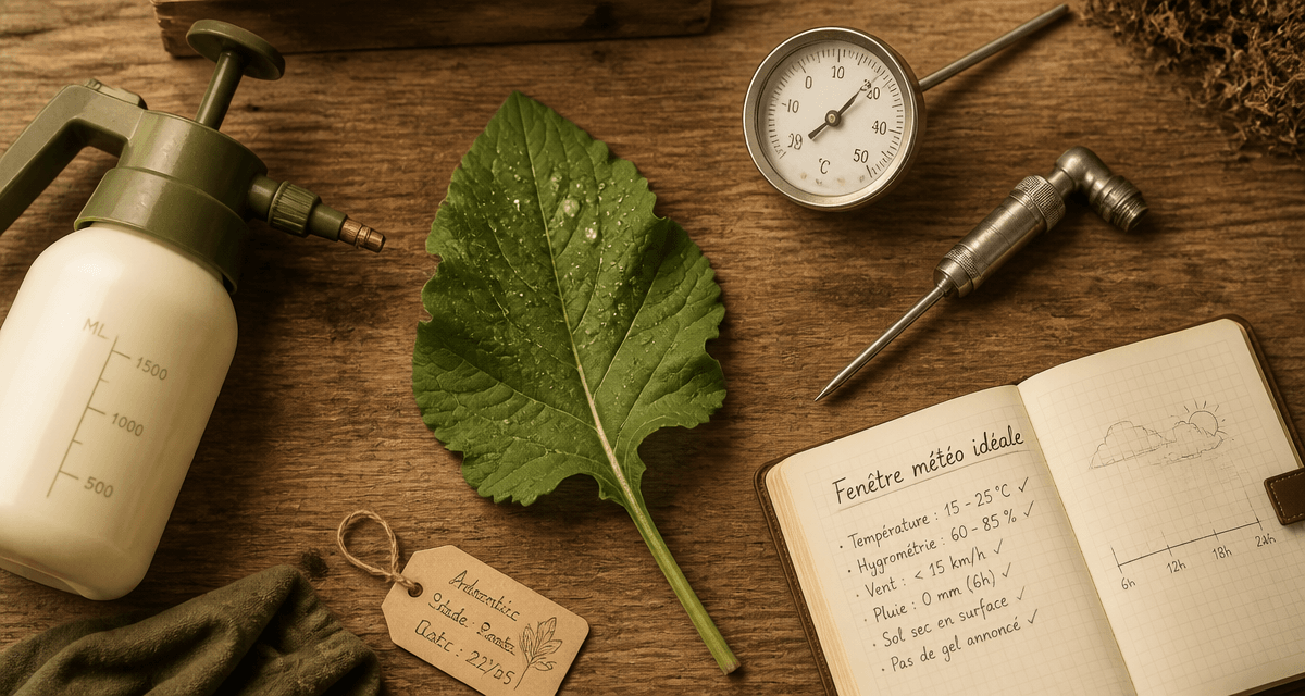 quand mettre du désherbant glyphosate feuille verte gouttes météo