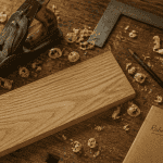 Raboter bois sur établi avec outils artisanaux