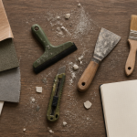 revêtement de plan de travail cuisine échantillons et outils