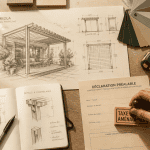taxe pergola plans sur bureau architecte