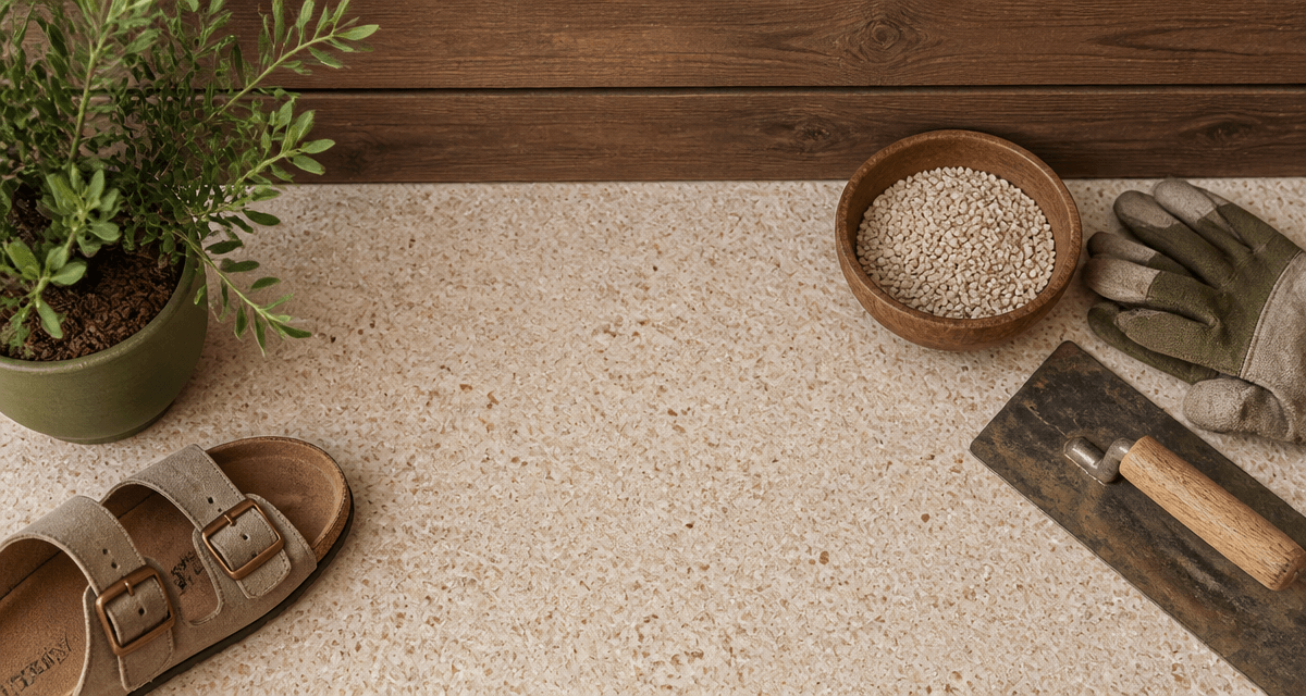 terrasse en résine avantage et inconvénient vue flat-lay