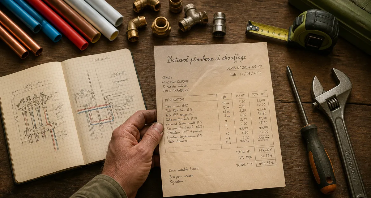 batievol plomberie et chauffage plan de travail artisan