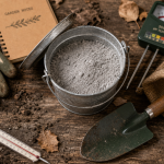 Cendres jardin dans un seau, dosage précis au jardin