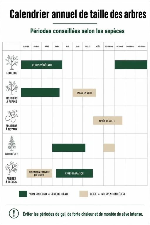 Calendrier de taille des arbres par espèce et période idéale pour quand tailler arbre