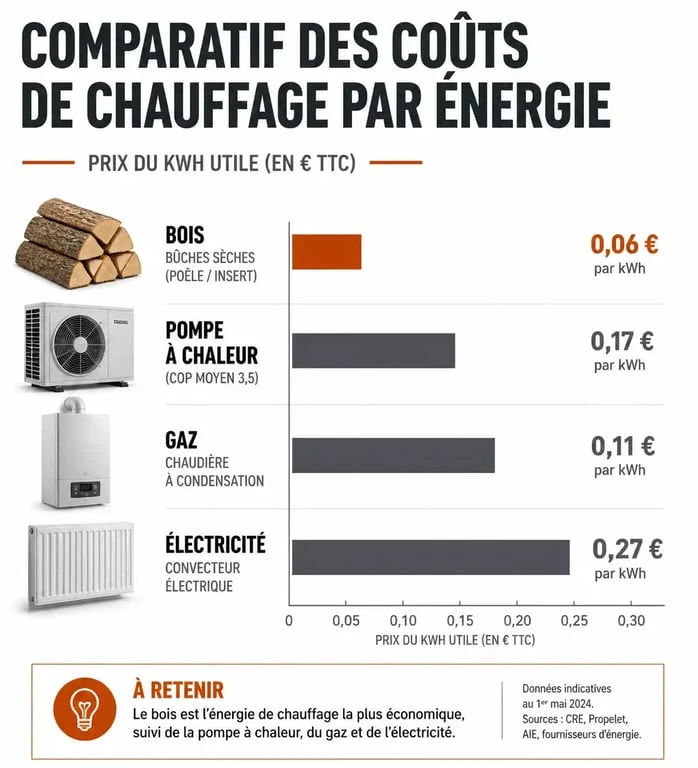 Comparatif des coûts de chauffage par énergie : quel est le chauffage le moins cher en 2026