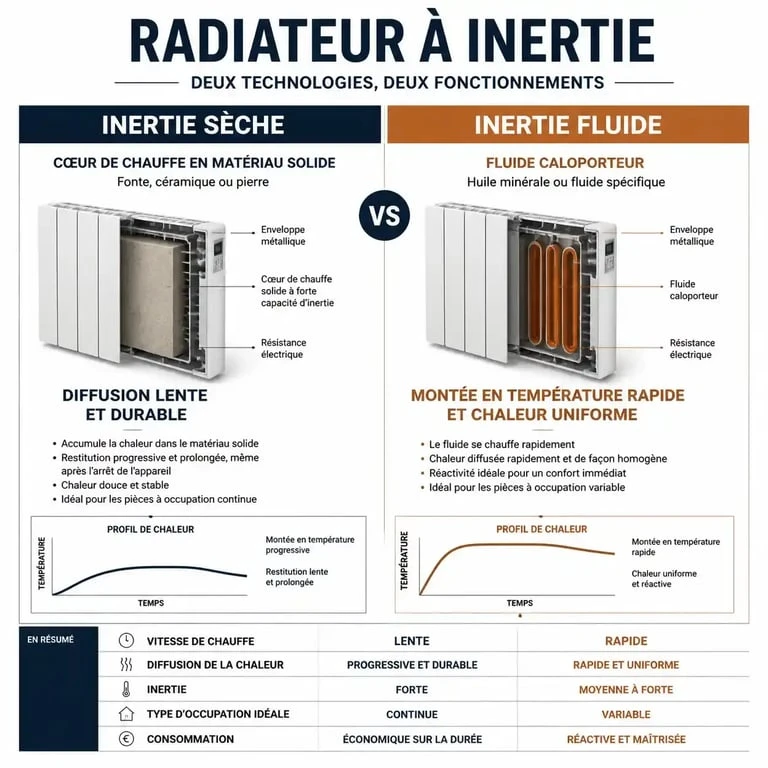Comparatif radiateur à inertie sèche vs fluide pour choisir le meilleur chauffage électrique