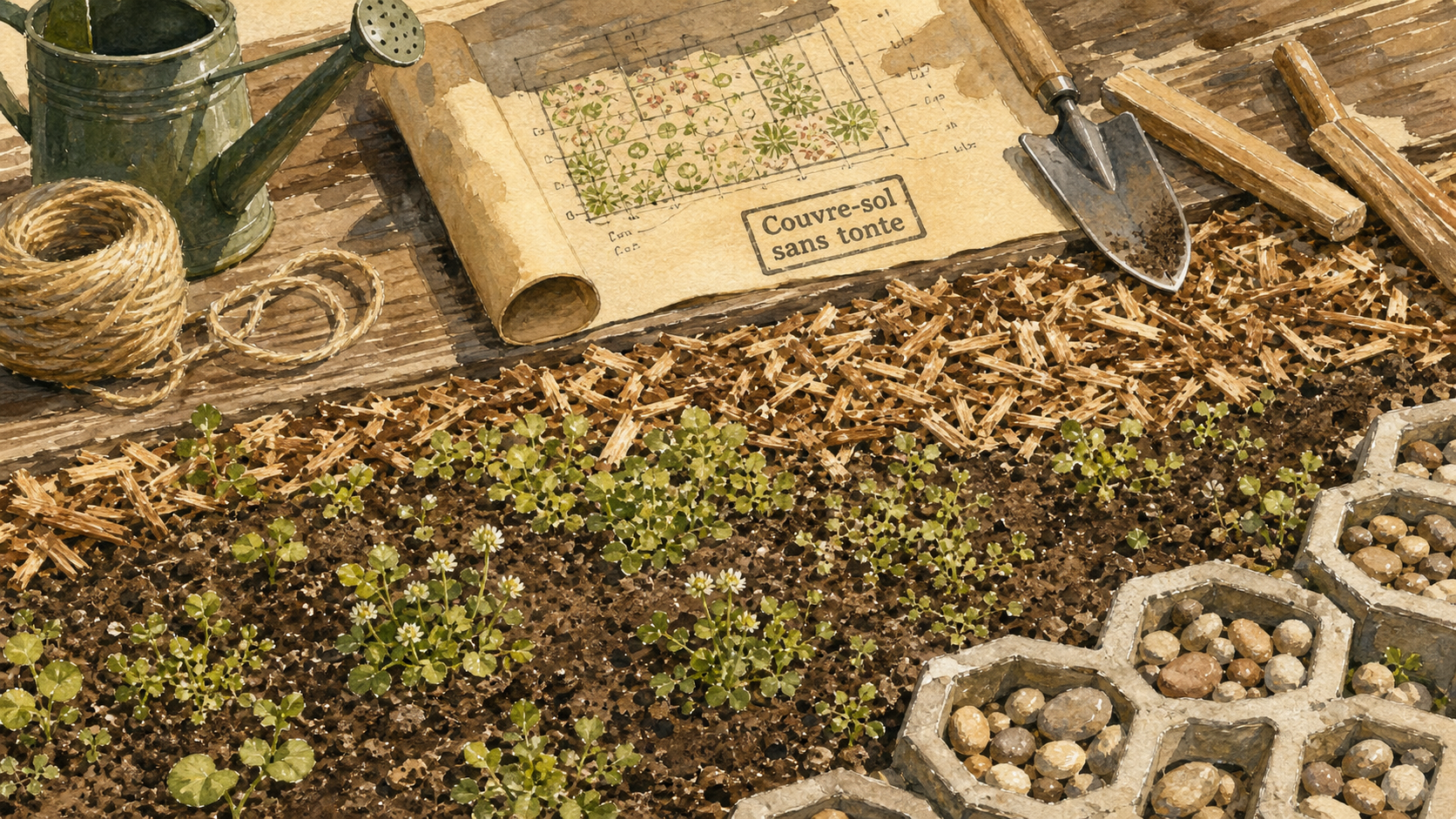 Par quoi remplacer le gazon : couvre-sol sans tonte, trèfle blanc et paillis BRF