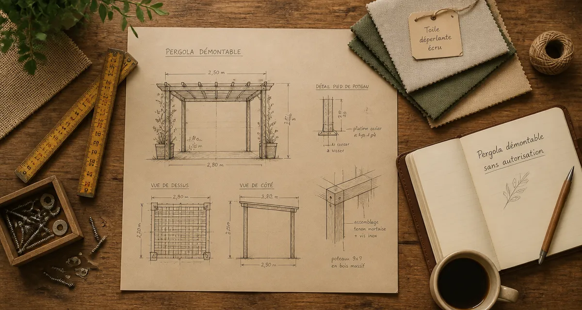plans pergola démontable sans autorisation sur bureau