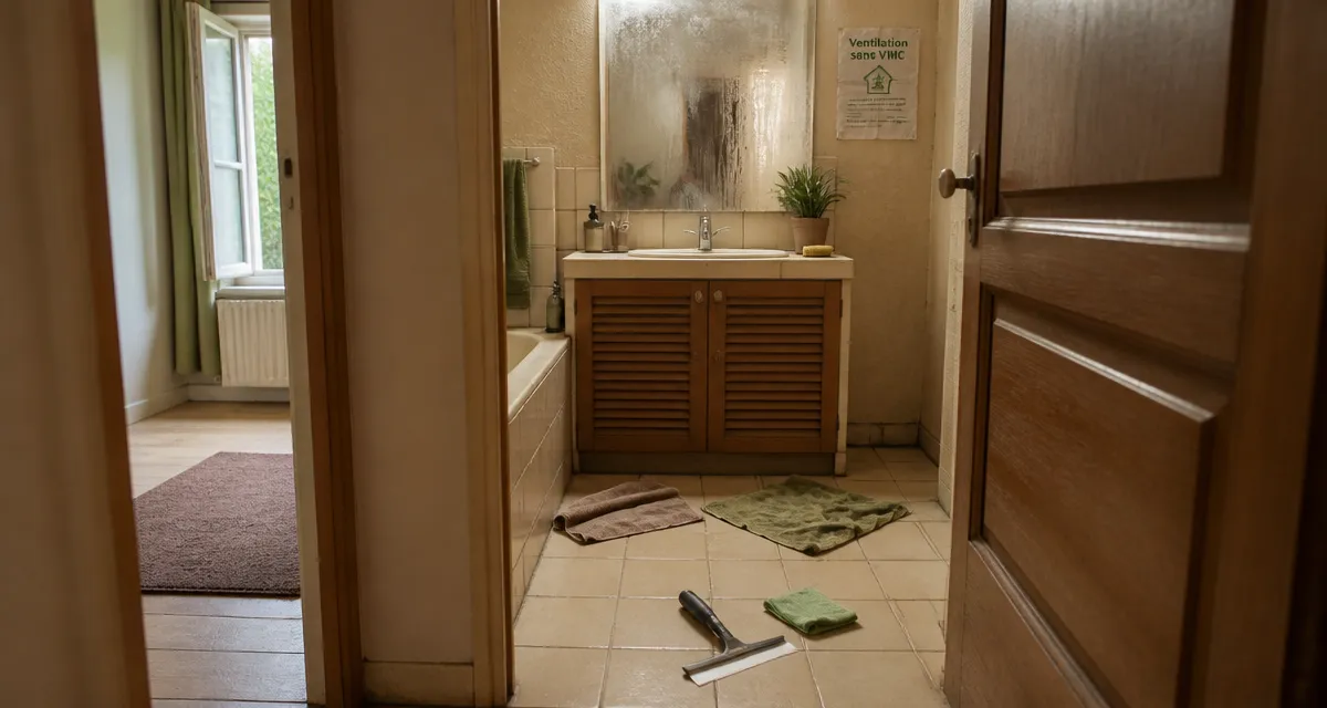 Ventiler une salle de bain sans vmc : buée qui se dissipe près d’une fenêtre