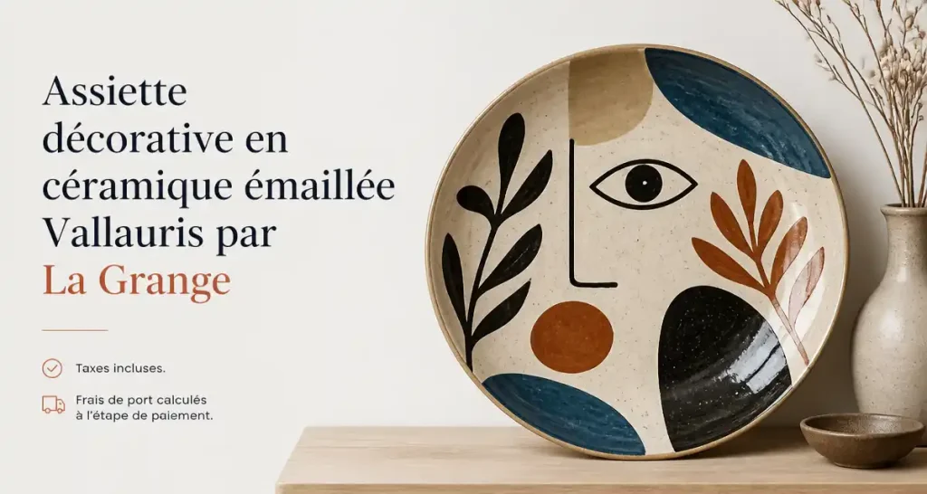 Assiette décorative en céramique émaillée Vallauris par La Grange