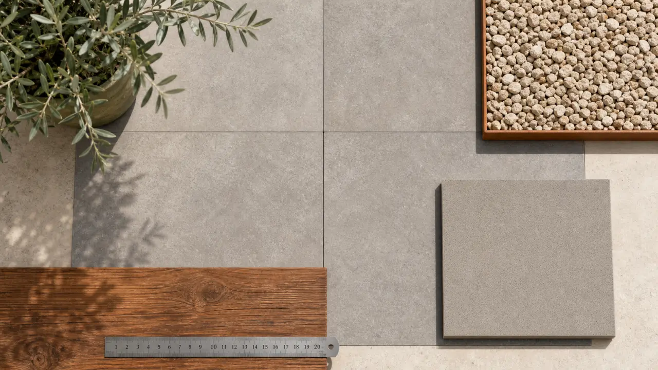 Carrelage terrasse moderne effet béton R11 sur plots