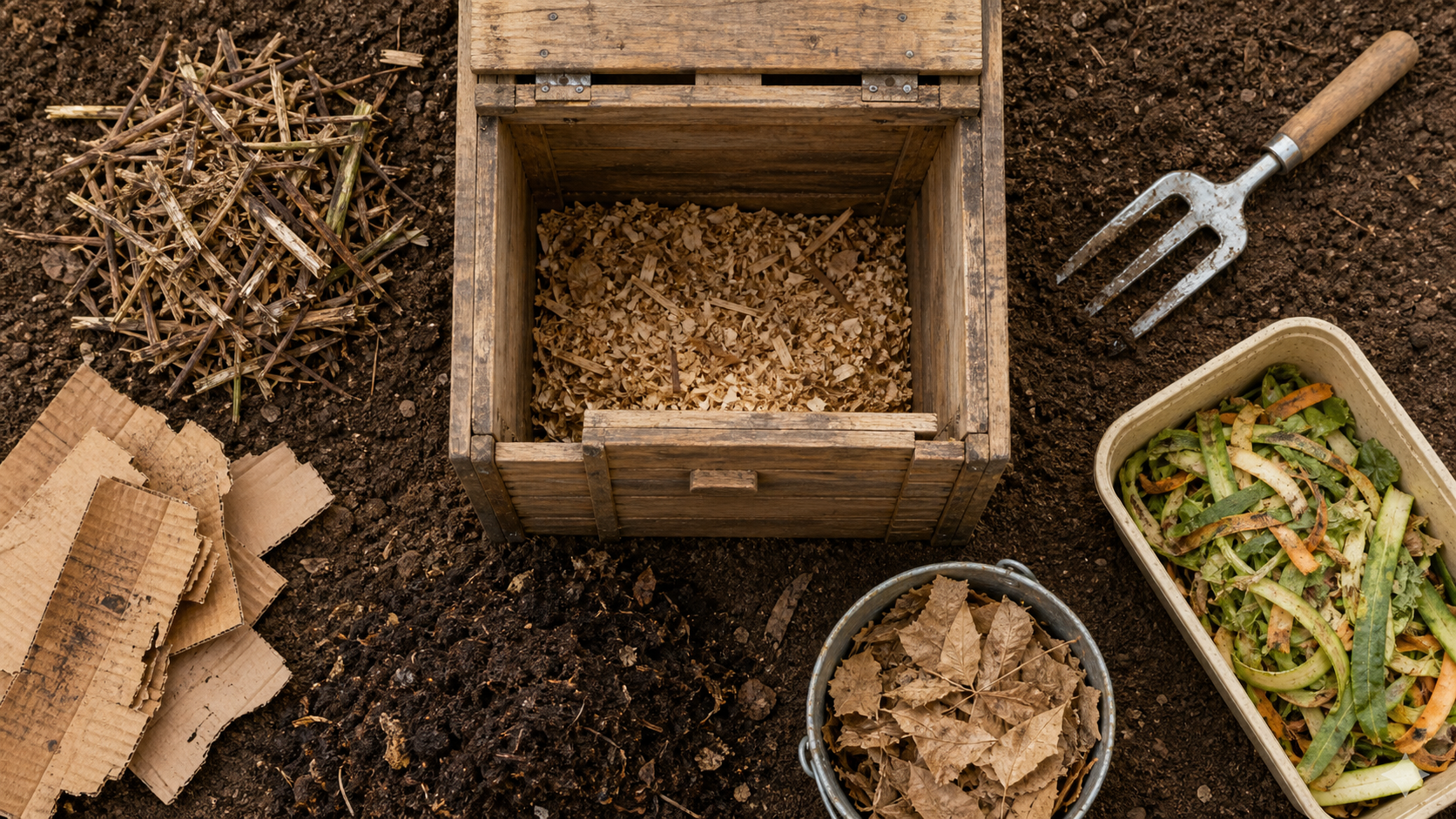 Composteur jardin 300 L sans odeurs, matière sèche et bon emplacement