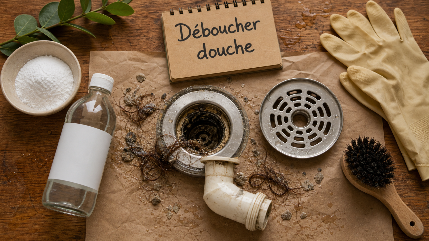 Deboucher la douche : bonde et siphon avec bicarbonate et vinaigre