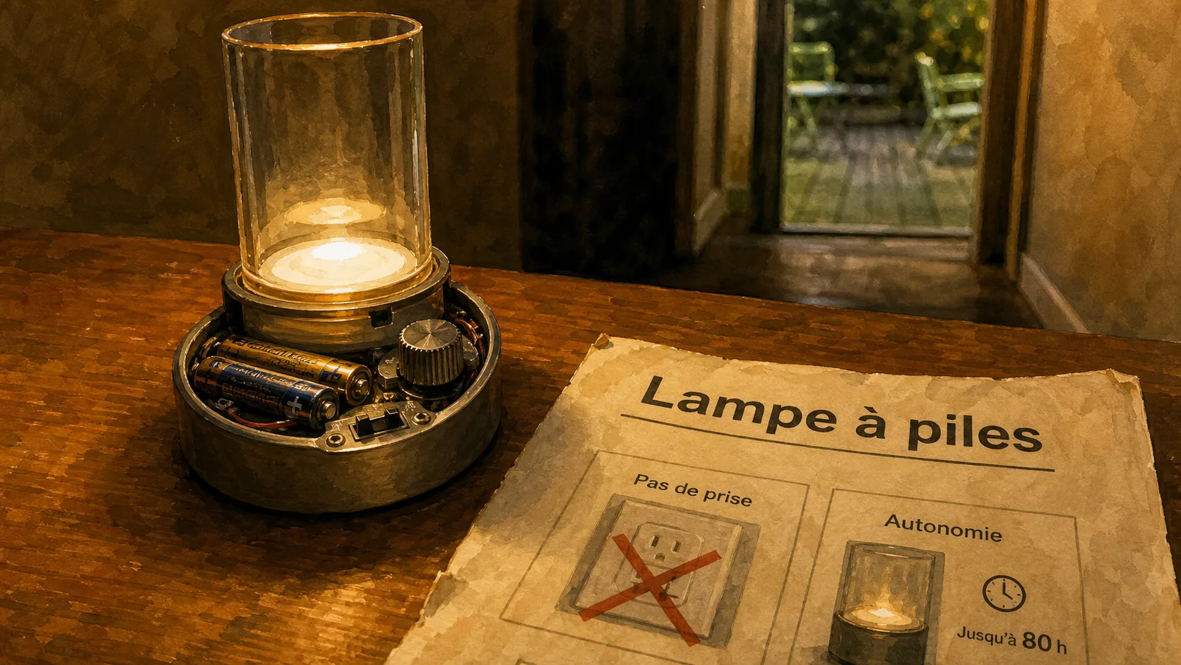 Lampe à pile LED pour maison, extérieur et urgence