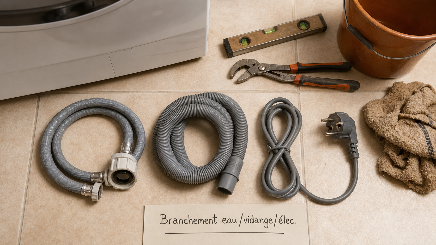 Lave linge branchement eau, vidange et électricité