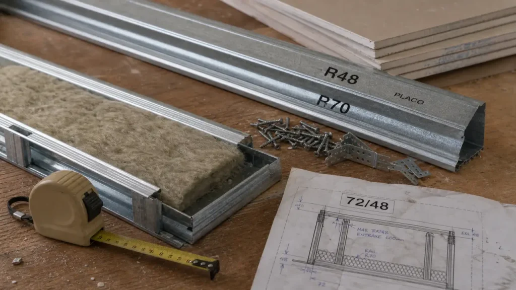 Rails pour placo R48 R70 R90 pour cloison stable