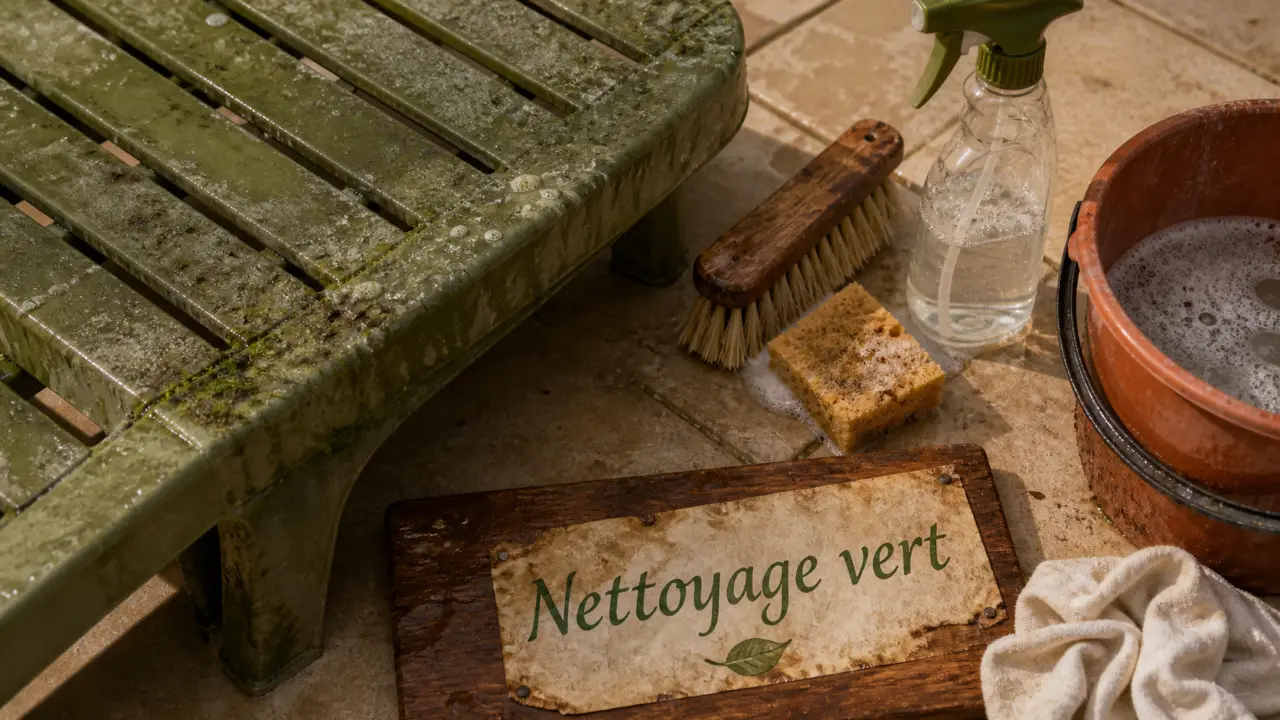 Comment raviver un salon de jardin en plastique vert : mousse, dégraissage, lavage et protection