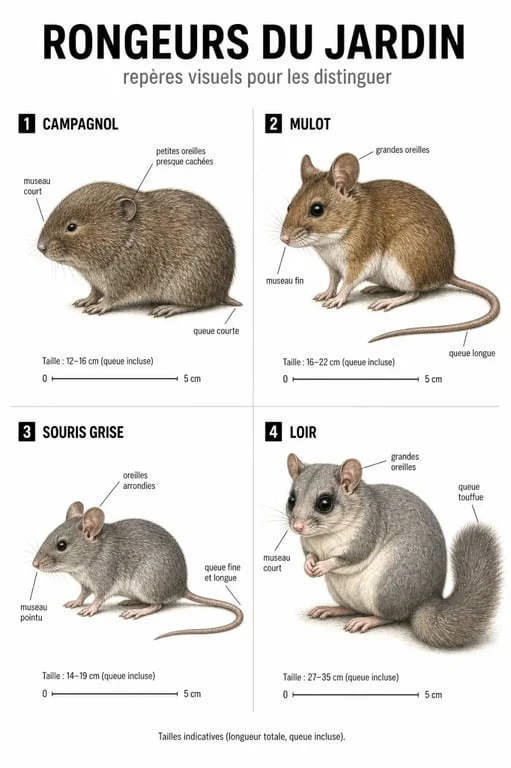 Rongeurs du jardin : comparaison visuelle des espèces les plus courantes