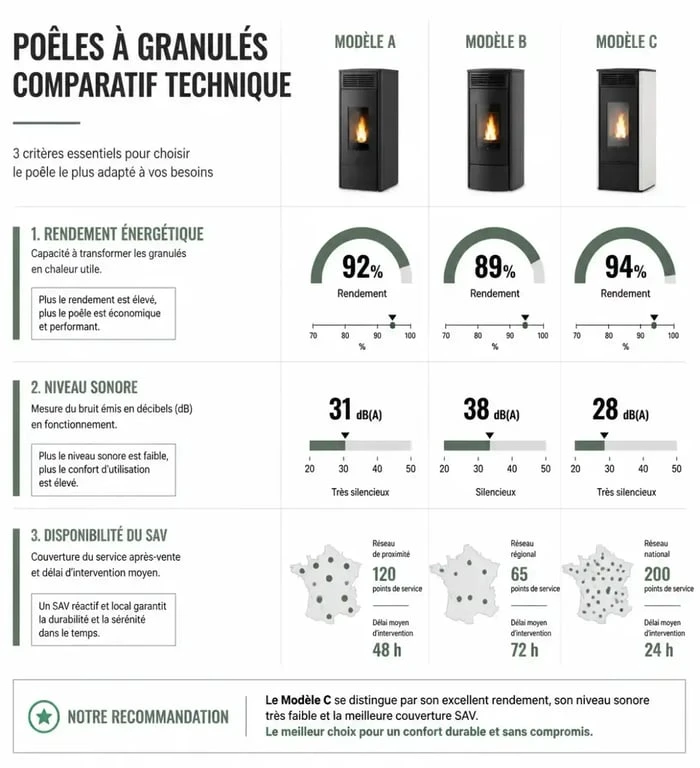 Critères techniques pour comparer les marques de poêle à granulés