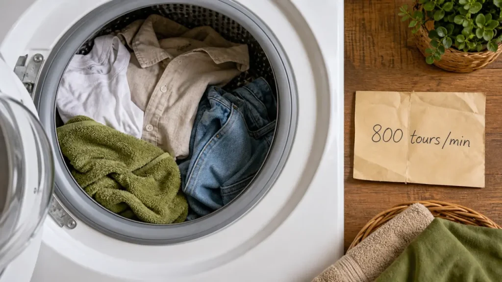 800 tours suffisent pour le linge du quotidien, pas pour les serviettes ni les draps