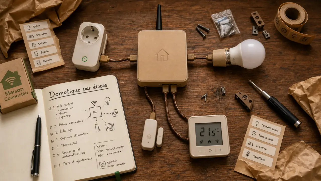 Installation domotique sans travaux : box, ampoule et capteurs