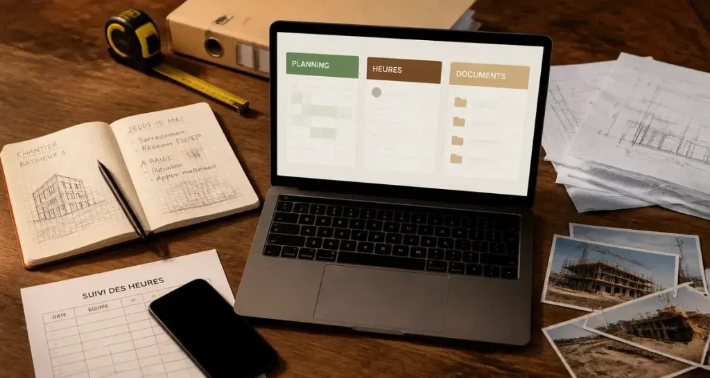 Logiciel de chantier : planifier les équipes, suivre les heures et garder la rentabilité